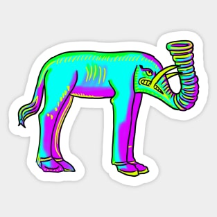 Bad Medieval Art Elephant 90s Retro Frank Style Colorful Trippy Elephant Sticker